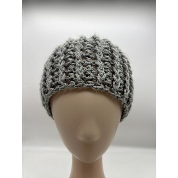 Chunky Knit Open Weave Gray Grey Beanie Knit Hat Outdoors Unisex XS - Picture 2 of 8